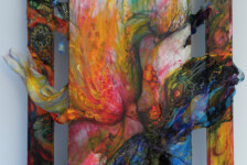 "Petals and Wings", mixed media, 34 x 20"