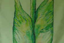 "Transformed", painting on silk, 60 x 20"