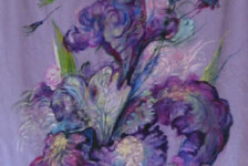 "Life in bloom", painting on silk, 56 x 18"