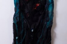 "In and out of darkness", fabric, dye, acrylic, 80 x 26 x 3"