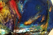 "Home", mixed media, light, 35" diameter sphere