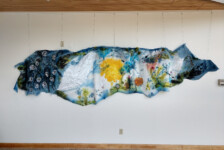 "Breathing space", acrylic, paper, fabric