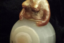 "Canopic jar" found stone cup, sculpy, gold paint