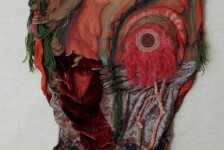 "Garden" acrylic, wood, textile, thread
36 x 25 x 3"