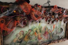 Everyone was taking part in the dance
26 x 46" acrylic, fabric, thread, mixed objects